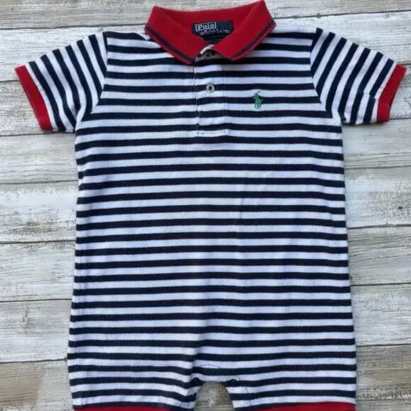 Other - Baby One Piece Outfit Sz 18 Mos Navy Striped Collar Preppy